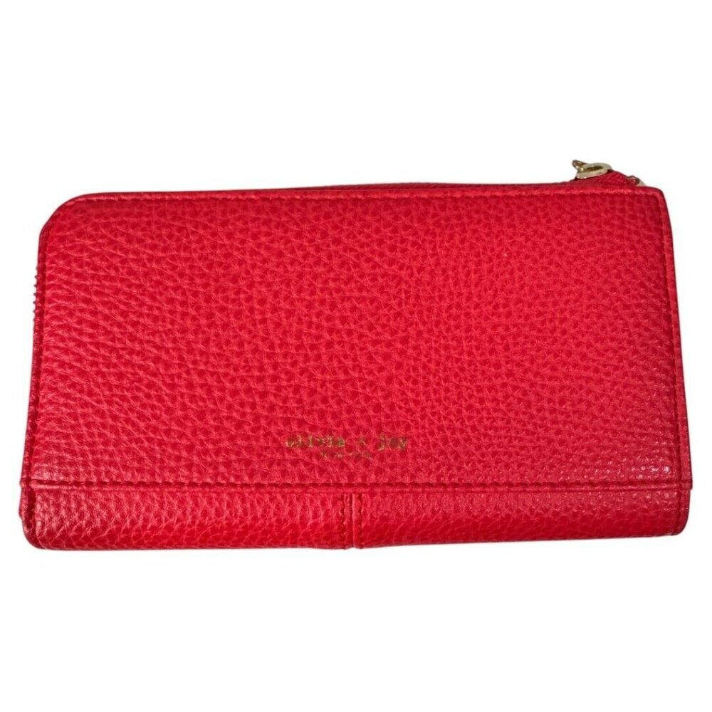 OLIVIA+JOY LADIES WALLET‎ SIZE 7"x 4" Like new condition RED ZIPPER